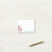 Roze Llama Alpaca met Blauwgroen Bowtie op maat Post-it® Notes (Op bureau)