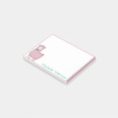 Roze Llama Alpaca met Blauwgroen Bowtie op maat Post-it® Notes (Schuin)