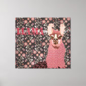 Roze Llama Bruin  Floral Art Canvas (Voorkant)
