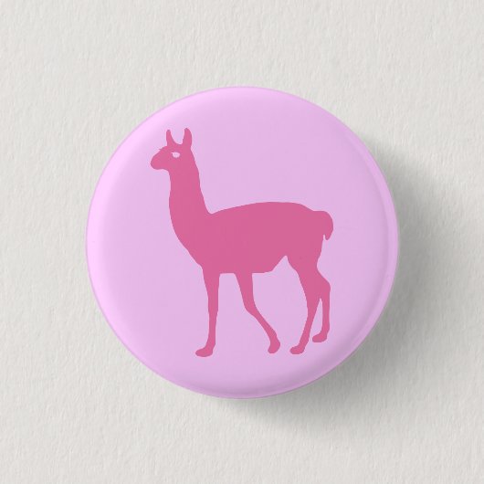 Roze Llama-Button Ronde Button 3,2 Cm (Voorkant)