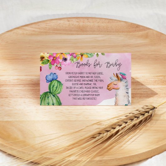 Roze Llama en Cactus Boeken voor Baby Informatiekaartje