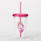 Roze Llama Heart Acryl Drinkbeker (Voorkant)