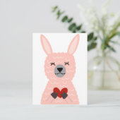 Roze Llama Holding a Heart Briefkaart (Staand voorkant)