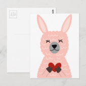 Roze Llama Holding a Heart Briefkaart (Voorkant / Achterkant)