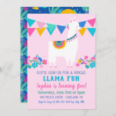 Roze Llama Leuk Meisje Verjaardagsfeestje Kaart (Voorkant / Achterkant)