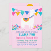 Roze Llama Leuk Meisje Verjaardagsfeestje Kaart (Voorkant / Achterkant)