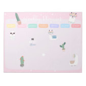 Roze Llama Llamacorn Weekly Planner Notitieblok (Voorkant)