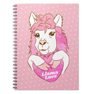 Roze Llama Love & Polka Dots Notitieboek
