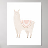 Roze Llama Neutral Girl Nursery Decor Poster (Voorkant)