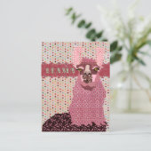 Roze Llama Pokadot Briefkaart (Staand voorkant)