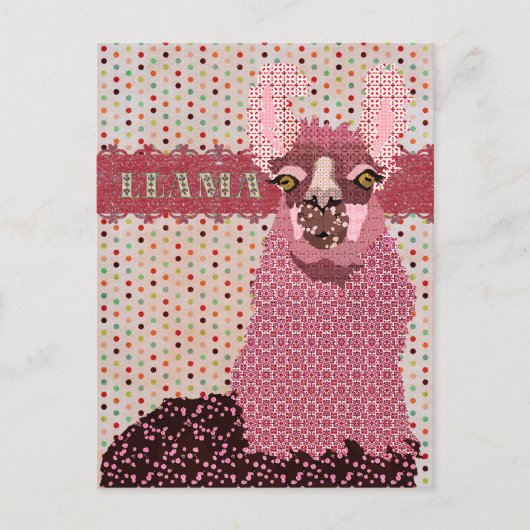 Roze Llama Pokadot Briefkaart (Voorkant)