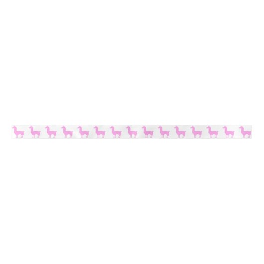 Roze Llama Ribbon Satijnen Lint (Voorkant)