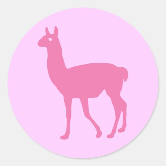 Roze Llama Ronde Sticker (Voorkant)