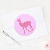 Roze Llama Ronde Sticker (Envelop)