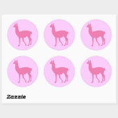 Roze Llama Ronde Sticker (Vel)
