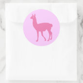 Roze Llama Ronde Sticker (Tas)
