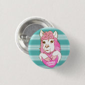 Roze Llama Sketch Llama Love Ronde Button 3,2 Cm (Voorkant /achterkant)
