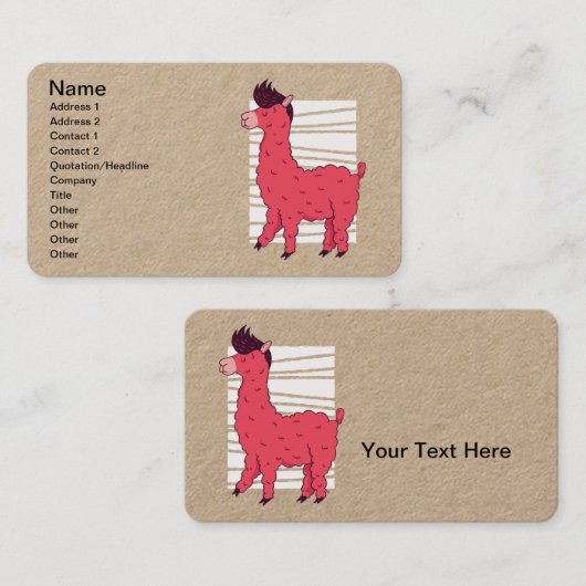 Roze Llama Visitekaartje (Voorkant / Achterkant)