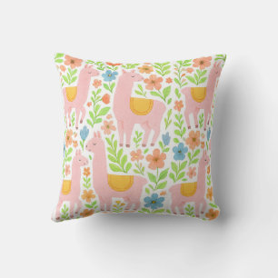 Roze Llama's & Bloem Ontwerp Kussens - Aanpassen