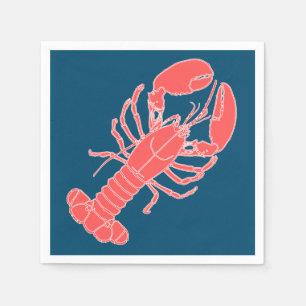 Roze Lobster Dark Blue Seafood Napkins Servet
