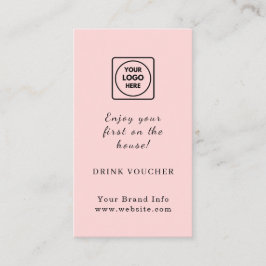 Roze Logo | Aangepaste Bedrijfsfeest Drankbon Visitekaartje