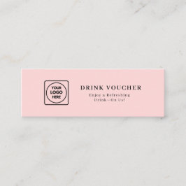 Roze Logo | Aangepaste drankbon voor bedrijfsparti Mini Visitekaartje