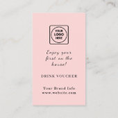 Roze Logo | Aangepaste drankbon voor zakelijke fee Visitekaartje (Achterkant)