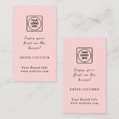 Roze Logo | Aangepaste drankbon voor zakelijke fee Visitekaartje (Voorkant / Achterkant)