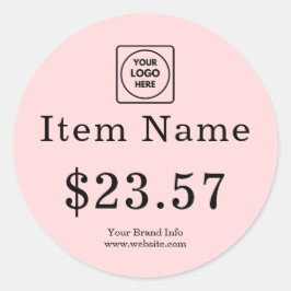 Roze Logo | Aangepaste Gepersonaliseerde Zakelijke Ronde Sticker