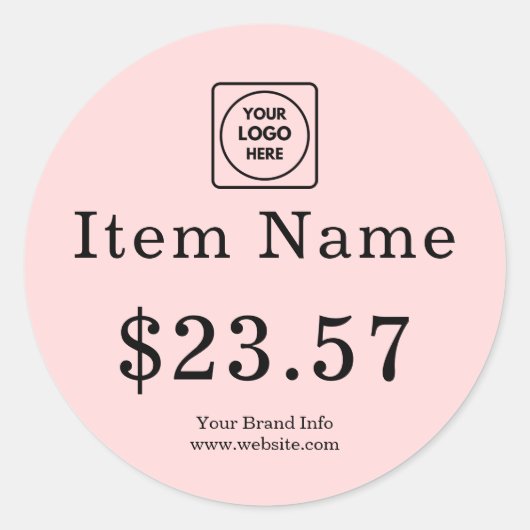 Roze Logo | Aangepaste Gepersonaliseerde Zakelijke Ronde Sticker (Voorkant)
