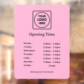 Roze Logo | Aangepaste openingstijden Teken Raamsticker (Vel 2)