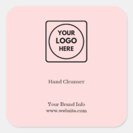 Roze Logo | Aangepaste Zakelijke Handdesinfectiege Vierkante Sticker