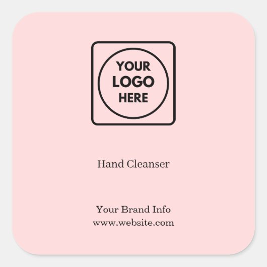 Roze Logo | Aangepaste Zakelijke Handdesinfectiege Vierkante Sticker (Voorkant)