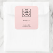 Roze Logo | Aangepaste Zakelijke Handdesinfectiege Vierkante Sticker (Tas)