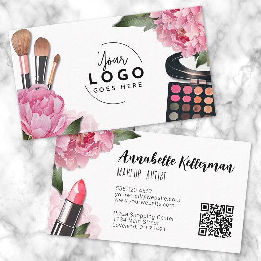 Roze Logo Beauty Make-up Artiest Visitekaartje