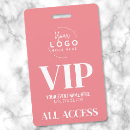 Roze Logo Evenement VIP All Access Pas Badge
