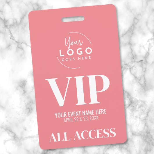 Roze Logo Evenement VIP All Access Pas Badge