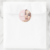 Roze Logo Foto Make-up Bedankt Ronde Sticker (Tas)