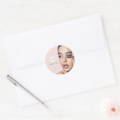 Roze Logo Foto Make-up Bedankt Ronde Sticker (Envelop)