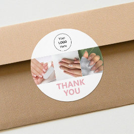 Roze Logo Foto Nagelsalon Bedankt Ronde Sticker