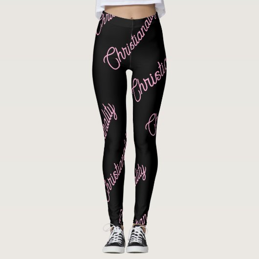 roze logo herhaling Leggings (Voorkant)
