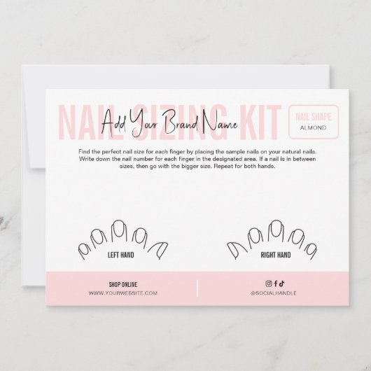 Roze Logo Kunstspijkers Sizing Kit Display Kaart (Voorkant)