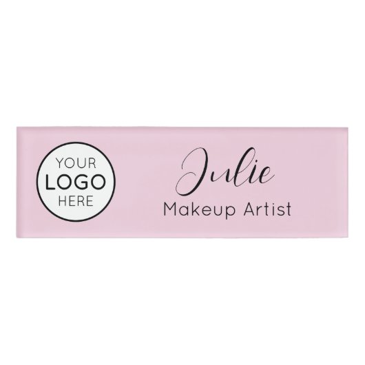 Roze Logo, Naam en Titel Naambadge (Voorkant)