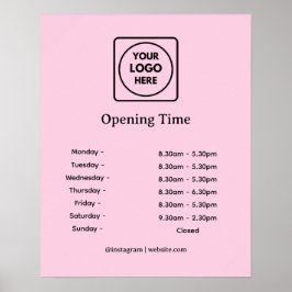 Roze Logo | Openingstijdenbord Zakelijk Poster