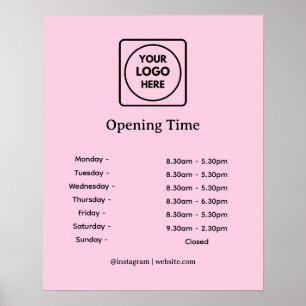 Roze Logo   Openingstijdenbord Zakelijk Poster