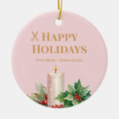 Roze logo-ornament voor salons keramisch ornament (Voorkant)