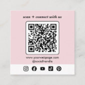 Roze Logo QR-code Aangepaste sociale media Vierkante Visitekaartje (Voorkant)