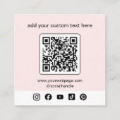 Roze Logo QR-code Aangepaste sociale media Vierkante Visitekaartje (Achterkant)