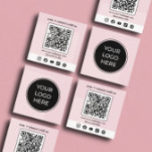 Roze Logo QR-code Aangepaste sociale media Vierkante Visitekaartje
