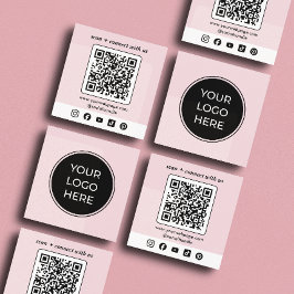 Roze Logo QR-code Aangepaste sociale media Vierkante Visitekaartje